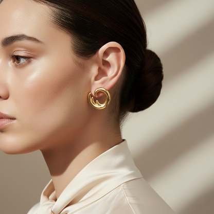 Gold Swirl Stud Earrings