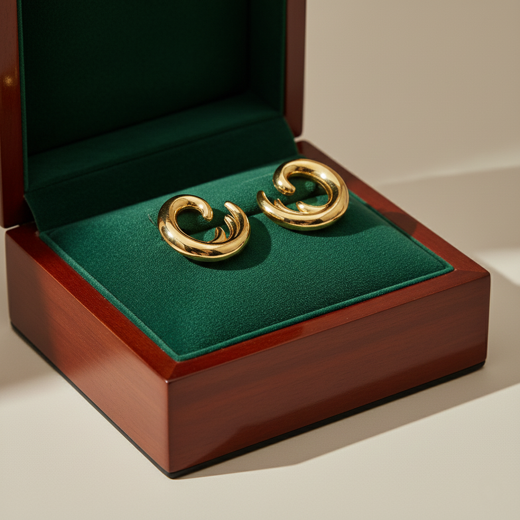 Gold Swirl Stud Earrings