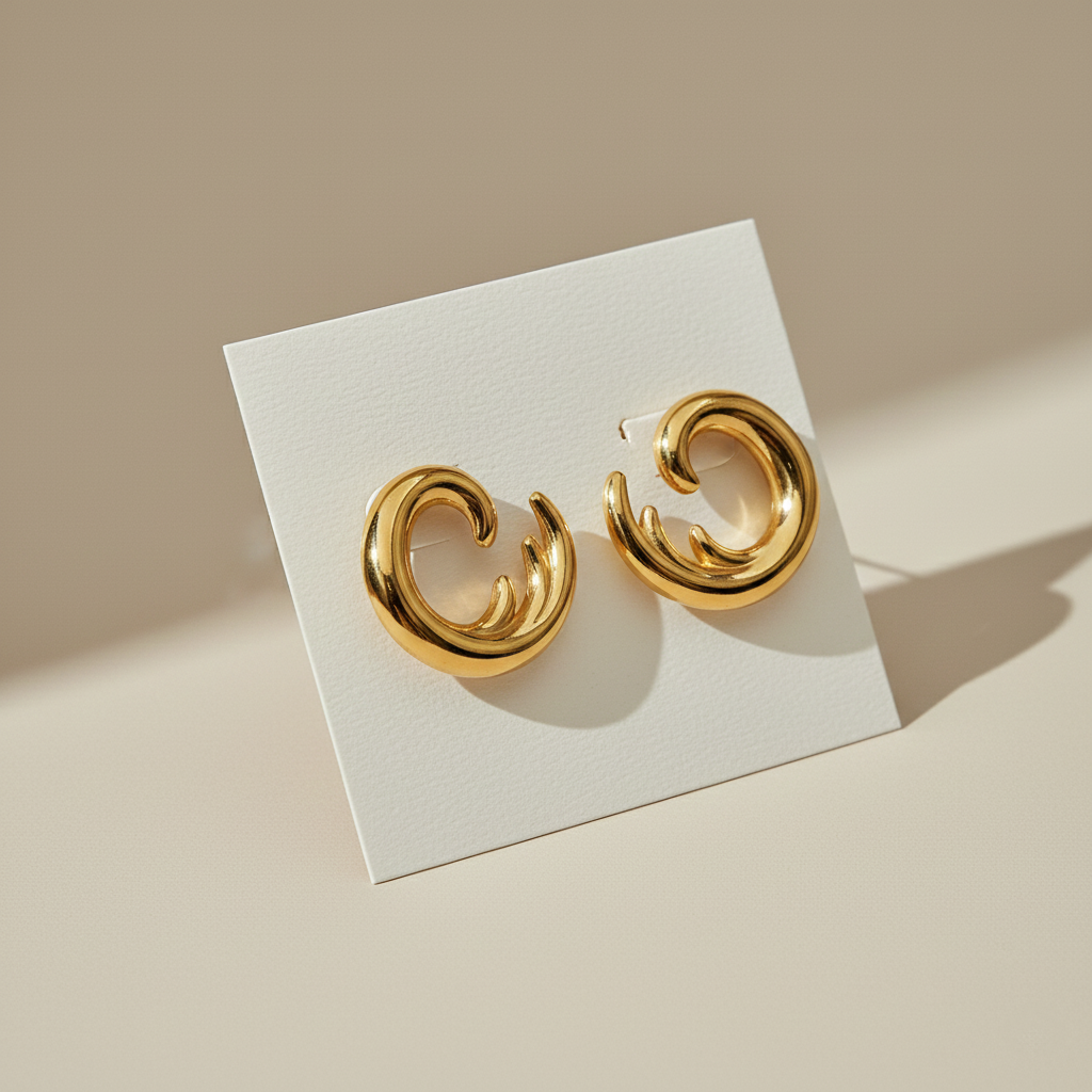 Gold Swirl Stud Earrings