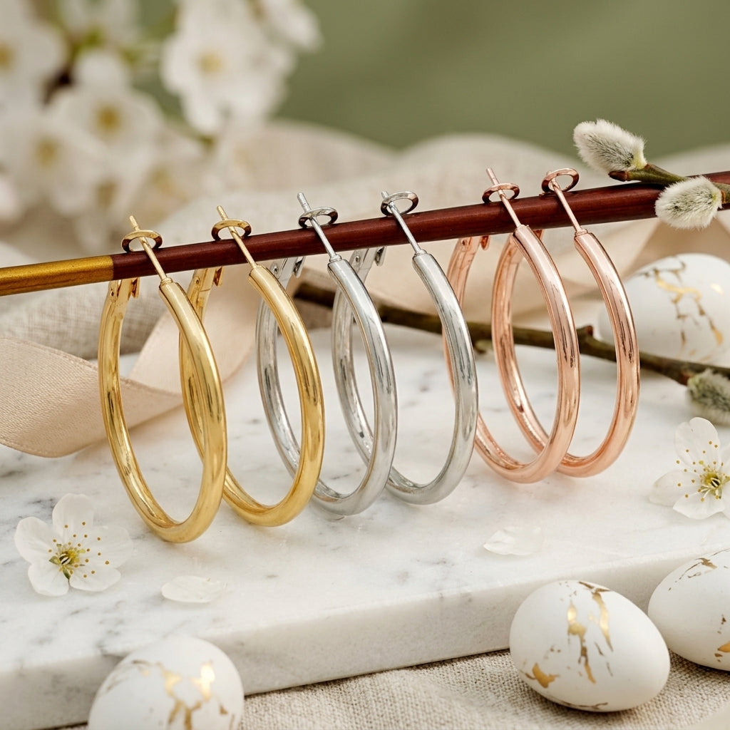 Classic Hoop Earrings – Gold, Silver & Rose Gold