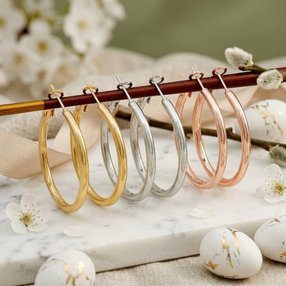 Classic Hoop Earrings – Gold, Silver & Rose Gold