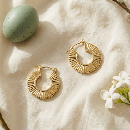 Radiant Textured Gold Hoop Earrings