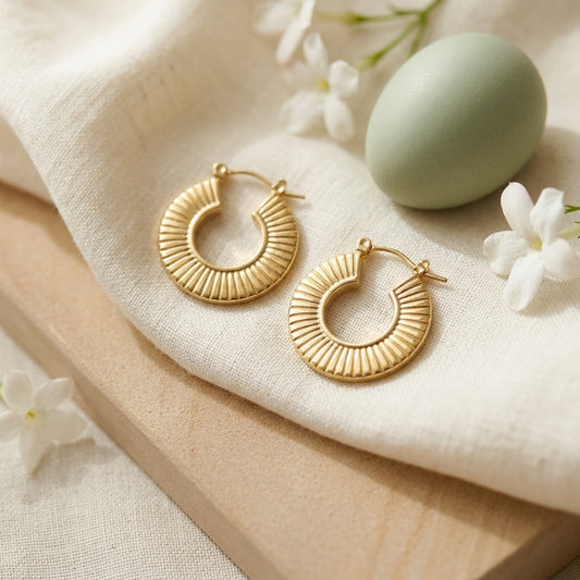 Radiant Textured Gold Hoop Earrings