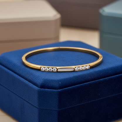 Mother Of Pearl Bangle With Moissanite Diamond