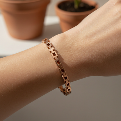 Rose Gold Geometric Link Bangle