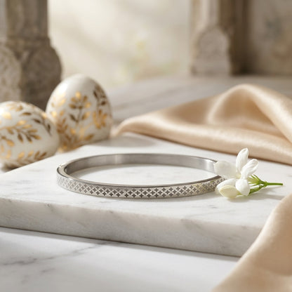 Minimalist Silver Engraved Bangle