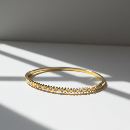 Bezel Diamond Dot Gold Bangle