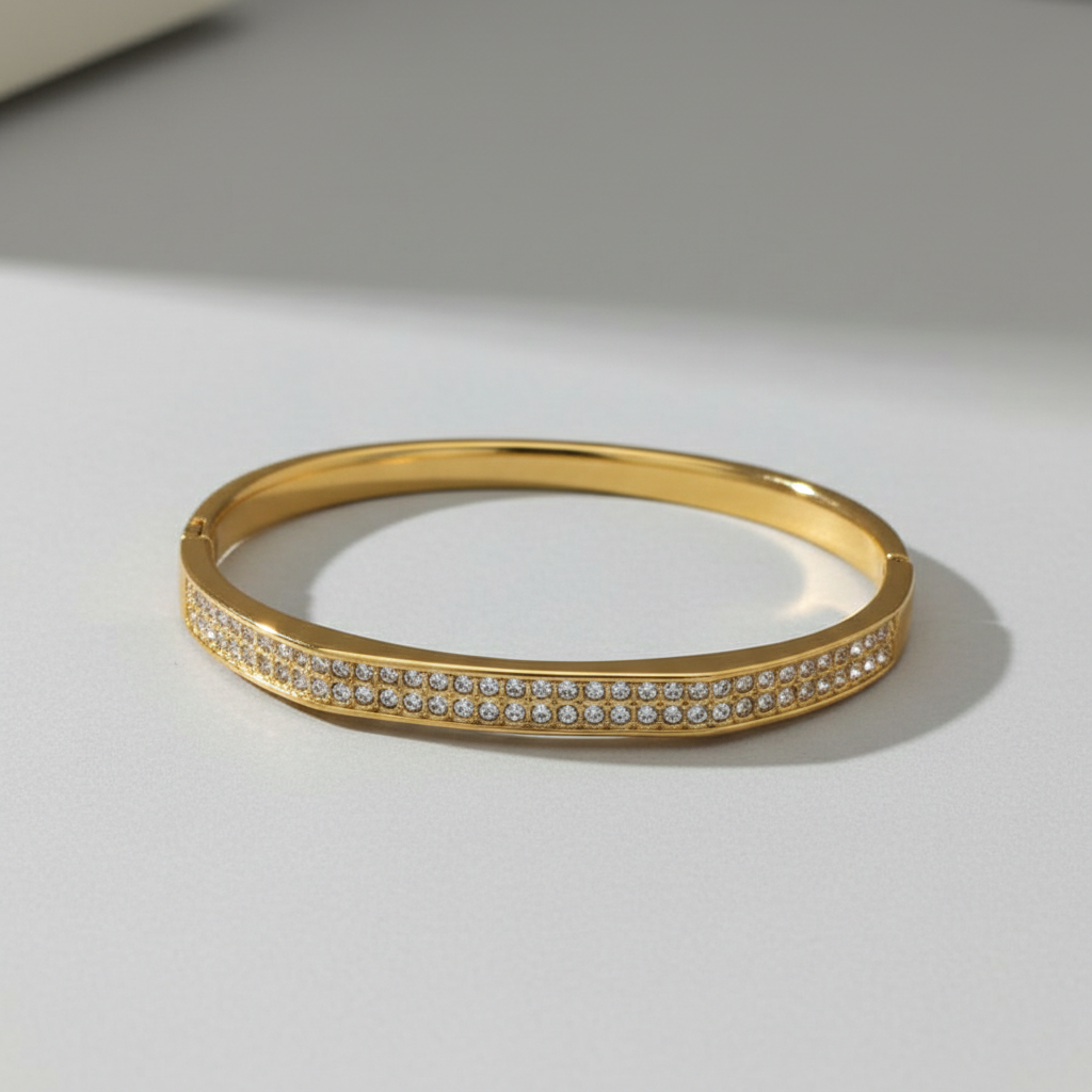 Gold Moissanite Pave Bangle