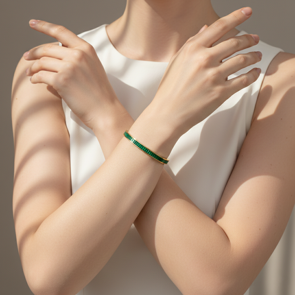 Emerald Green Channel Set Bangle