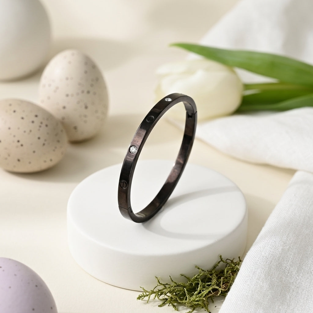 Midnight Luxe Crystal Accent Bangle Bracelet