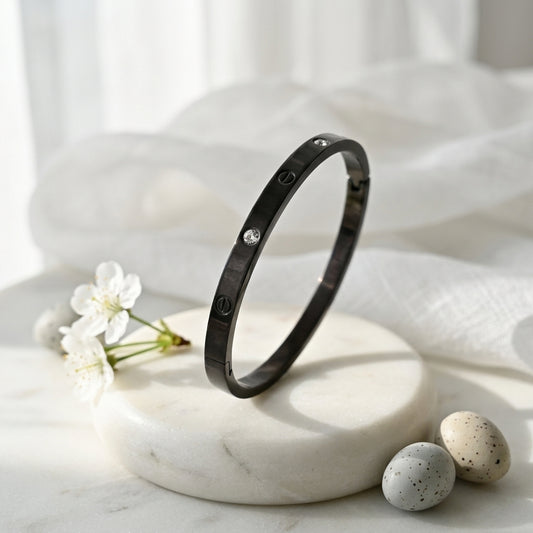 Midnight Luxe Crystal Accent Bangle Bracelet