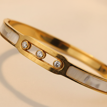 Mother of Pearl Bangle With Three Diamonds