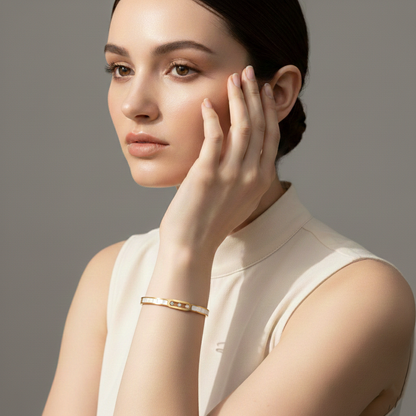 Mother of Pearl Bangle With Three Diamonds