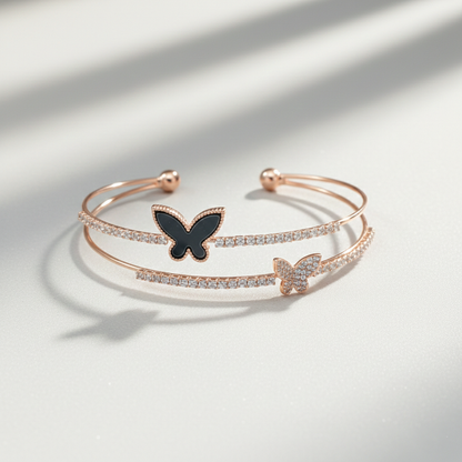 Rose Gold Butterfly Cuff Bangle