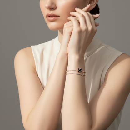Rose Gold Butterfly Cuff Bangle