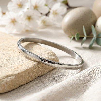 Classic Silver Minimalist Bangle Bracelet
