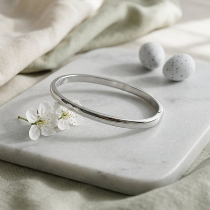 Classic Silver Minimalist Bangle Bracelet