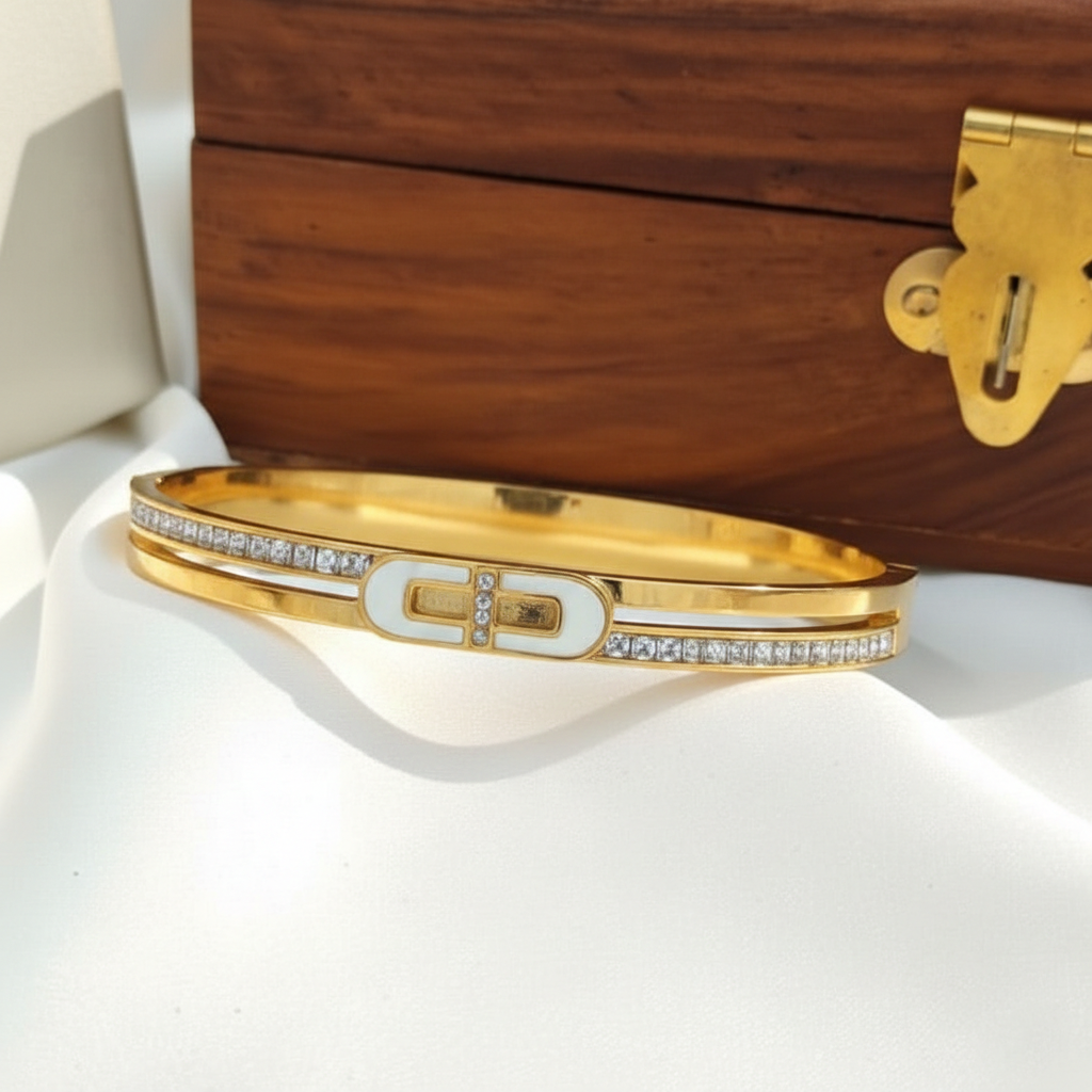MOP with Moissanite Diamond Bangle