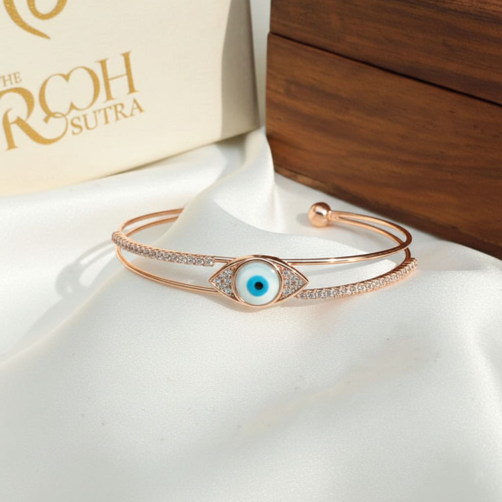 Rose Gold Evil Eye Cuff Bangle