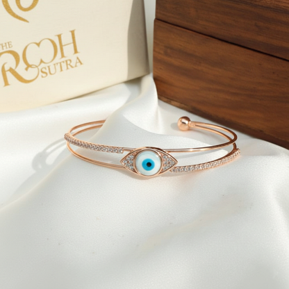 Rose Gold Evil Eye Cuff Bangle