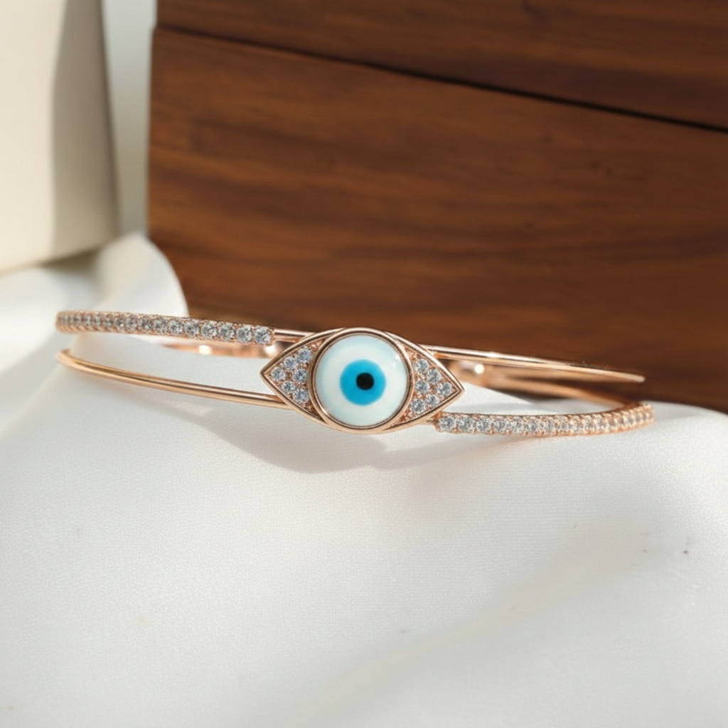 Rose Gold Evil Eye Cuff Bangle