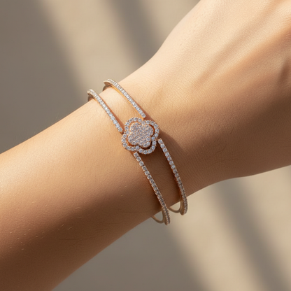 Moissanite Floral Cuff Bangle