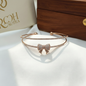 Rose Gold Bow Diamond Cuff Bangle