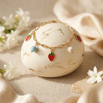 Sweet Strawberry Charm Bracelet