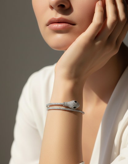 Serpent Diamond Cuff Bracelet