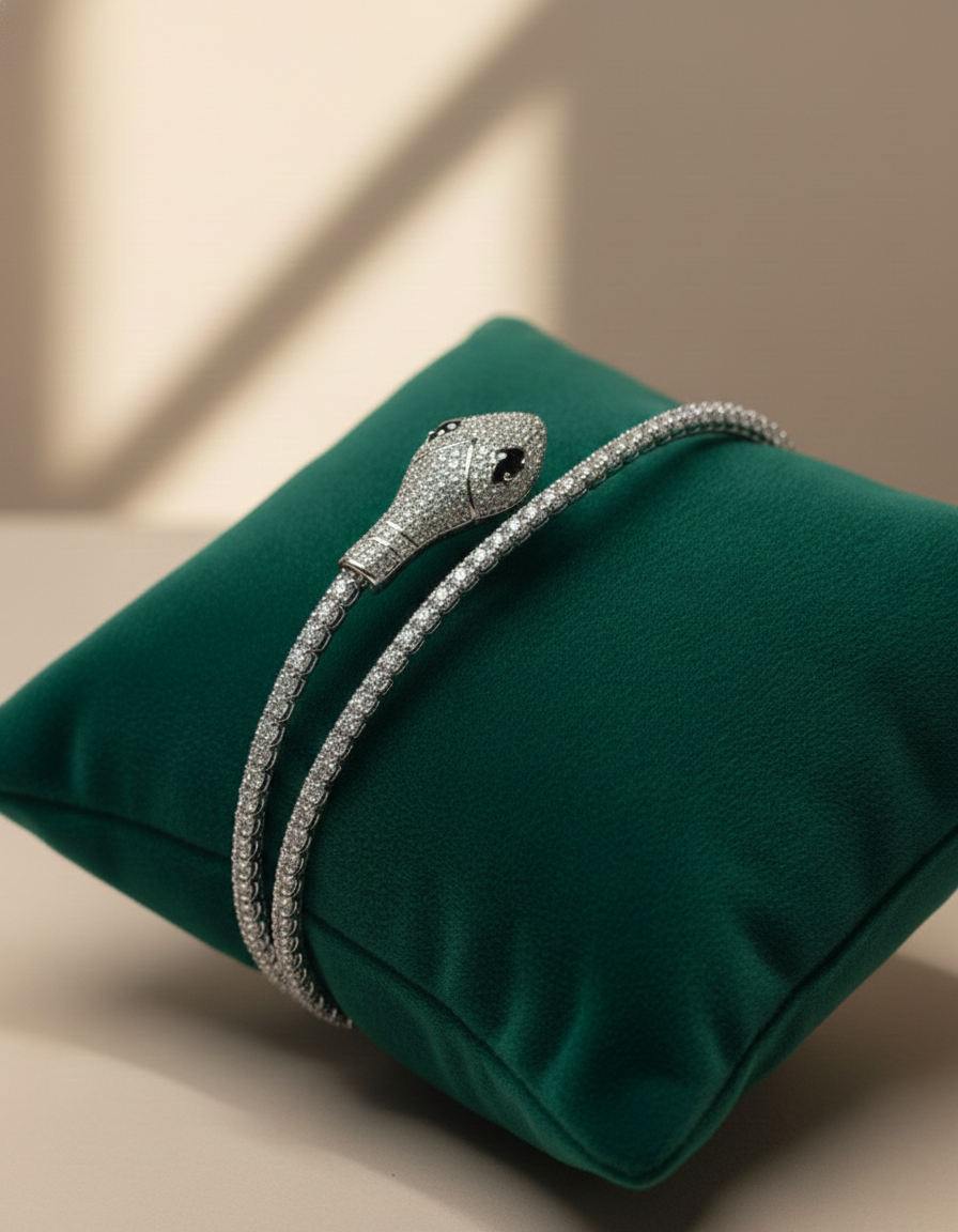 Serpent Diamond Cuff Bracelet
