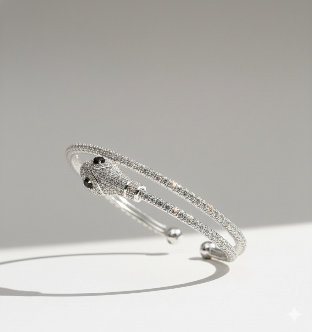 Serpent Diamond Cuff Bracelet