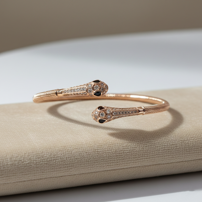 Rose Gold Serpent Open Cuff Bangle