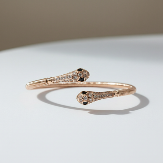 Rose Gold Serpent Open Cuff Bangle