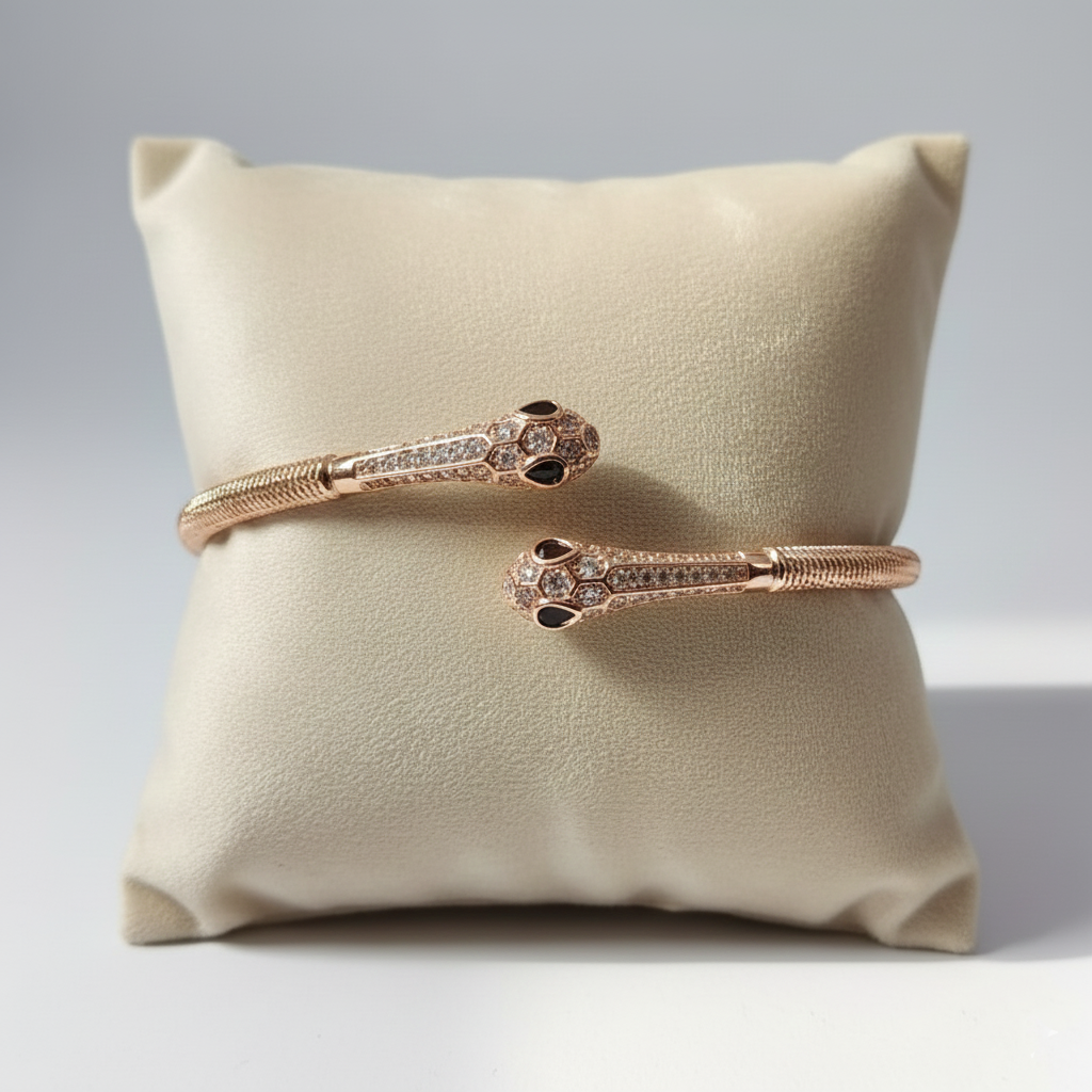 Rose Gold Serpent Open Cuff Bangle