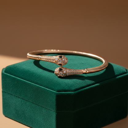 Rose Gold Serpent Open Cuff Bangle