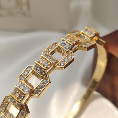 Gold Geometric Diamond Bangle