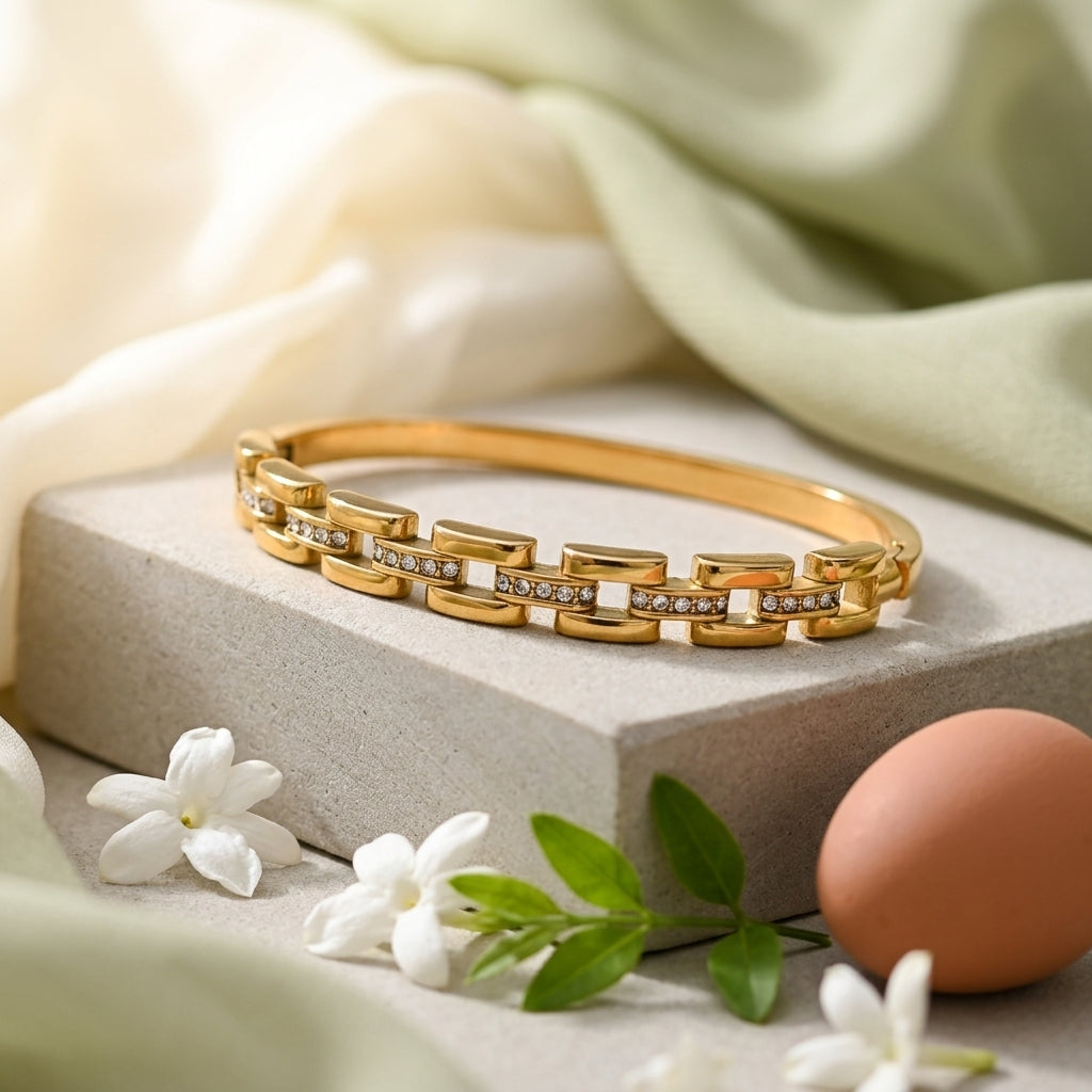 Luxury Gold Link Crystal Bangle Bracelet