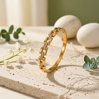 Luxury Gold Link Crystal Bangle Bracelet