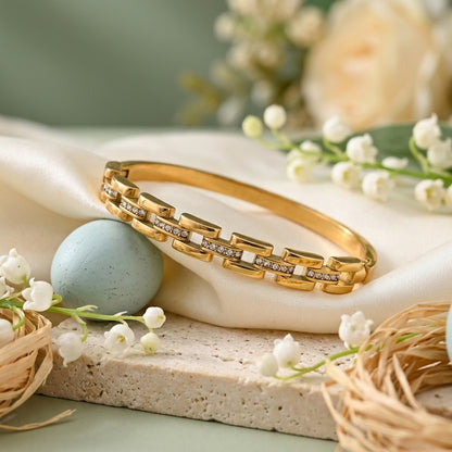 Luxury Gold Link Crystal Bangle Bracelet