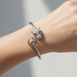 Moissanite Panther Head Bangle Bracelet