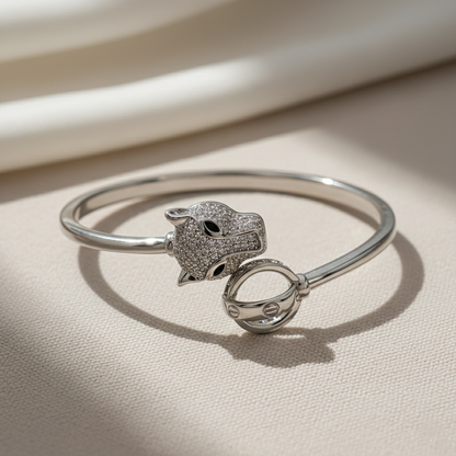 Moissanite Panther Head Bangle Bracelet