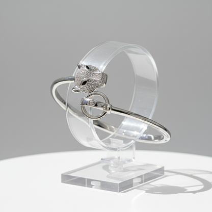 Moissanite Panther Head Bangle Bracelet