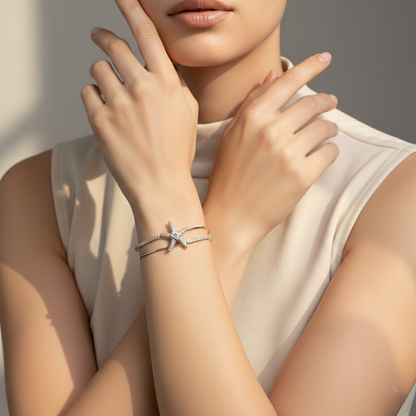 Silver Starfish Cuff Bangle