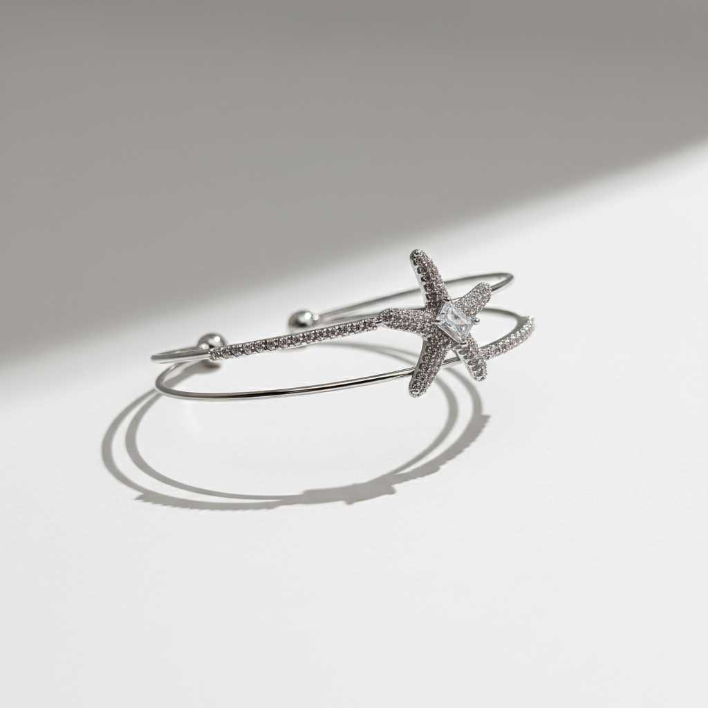 Silver Starfish Cuff Bangle