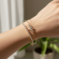 Gold Baguette Moissanite Cuff Bangle