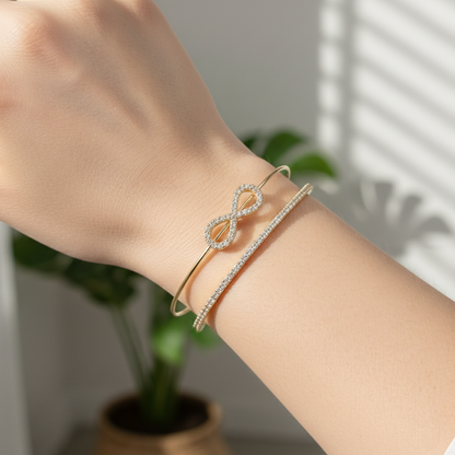 Moissanite Diamond Infinity Cuff Bangle