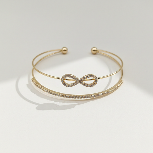 Moissanite Diamond Infinity Cuff Bangle