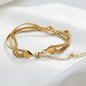 Triple Row Gold Mixed Chain Bracelet