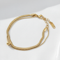 Layered Herringbone & Snake Chain Bracelet