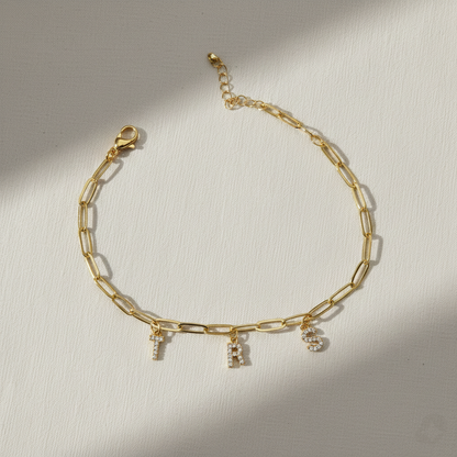 Diamond Initial Charms For Bracelet Necklace
